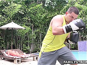 Step-sister entices her boxer step-brother