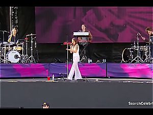 Tove Lo showcases off her fine funbags to the crowd